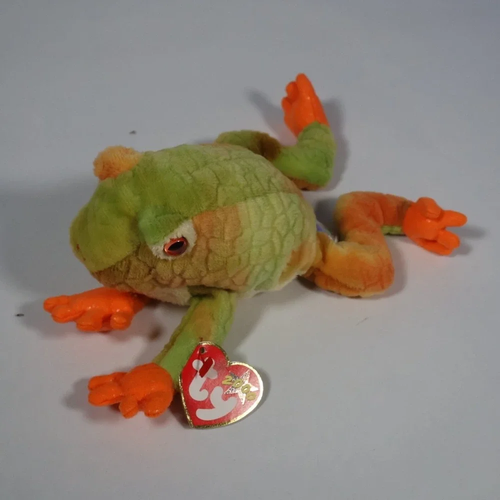 Ty Beanie Babies Prince the Frog 2000 Green Orange Plush Stuffed Animal Toy Tag